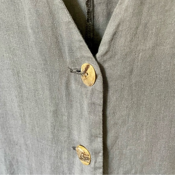 Zara Jumpsuit Women's Large Gray Linen Long Boilersuit Minimalist Lagenlook Grey - Picture 7 of 9